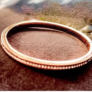 PRICE SLASH! Beautiful Rose gold Kate Spade hinged rhinestone bangle!